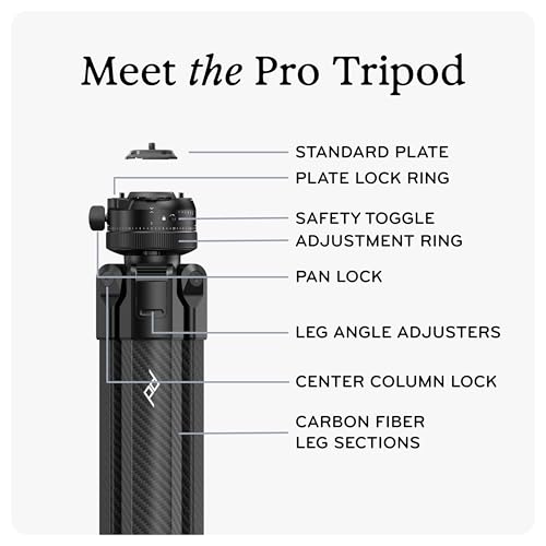 Image of Peak Design Pro Tripod, Compact Professional Photo and Video Camera Tripod, 40lb Capacity, Quick Setup, Pro-Level Stability, Ergonomic Ball Head, Integrated Fluid Panning