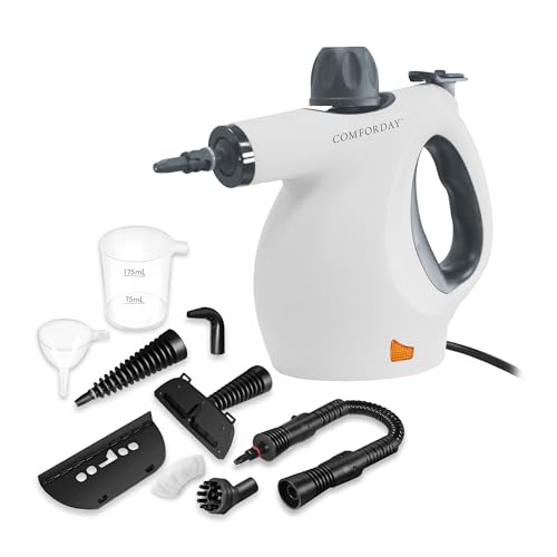 Comforday Handheld Steam Cleaner, Multi-Purpose Steamer Cleaner with 9 Accessories, Pressurized for Stain Removal, Curtains, Car Seats, Floors, and Bathrooms