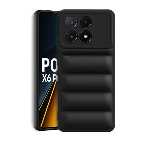 Image of Plus Puffer Case Camera Protection Flexible Back Cover for Poco X6 Pro 5G - Black