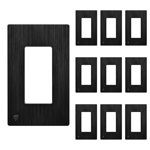 TG 1-Gang Black Screwless Decorator Wall Plate Outlet Cover, 5 Pack