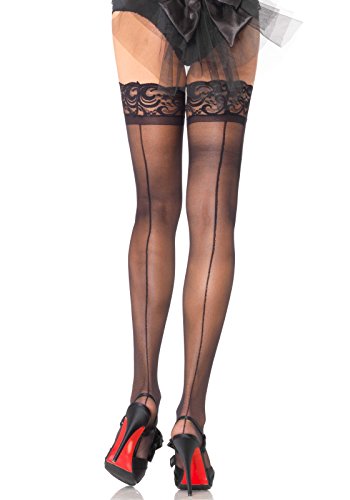 Leg Avenue womens Corset Lace Top Cuban Heel Backseam Stockings