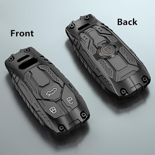 Image of BKN Luxury Metal Silicon Waterproof Transformer Car Key Cover with Keychain & Full Protection Compatible with Audi TT TTS A4 A6 A8 Q5 Q7 2016 2017 Remote Key Protection Case (3 Button Smart Key)