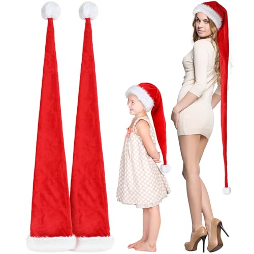 Bonnet de Père Noël blanc extra long pour soirée déguisée et séance photo hivernale