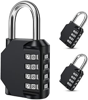 Padlock,4 Digit Code Padlock Zinc Alloy Heavy Duty Locker Lock 1 Pack Padlock for Gym, School, Gate, Fence, Storage Case, Tool Box(Black)