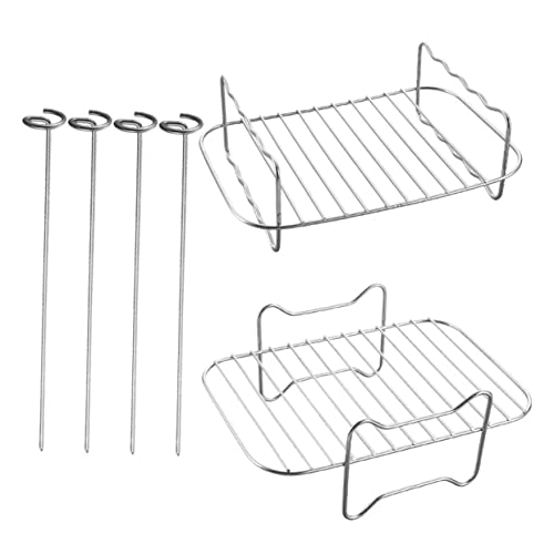 Cabilock 1 Set Grill Steaming Rack Grill Racks Replacement Grill Rack Air Fryer Rack Steam Rack Baking Tray Rack Air Fryer Skewer Rack Air Fryer Grilled Rack Silver Stainless Steel