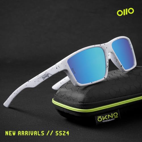 Image of Eyewearlabs OKNO | Polarized Sports Rectangular Wrap-Around Branded Stylish Sunglasses For Men & Women | 100% UV Protection Shades | Cricket Sports Cycling Driving Trekking & More | Blue Lens | Norg