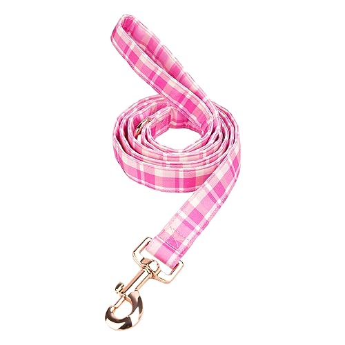 Tunkoo Pink Plaid Dog Leash with Metal Buckle – Unmatched Quality in Small Medium Large Sizes for Pet Daily Walking, S