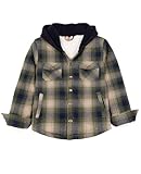 Picture of Little Big Kids Boys Girls Sherpa Lined Flannel Jacket Cozy Fleece Lined Flannel Plaid Shirt Shacket Green L 10-12