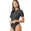 Romwe Women's Short Sleeve Bodycon Round Neck Casual Basic Bodysuit Dark Grey XL