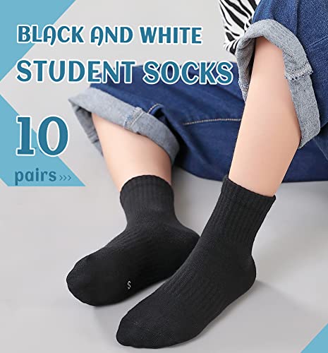 Image of DoSmart Kids Athletic Crew Socks Boys Girls Classics Cotton School Uniform Childs Sports Breathable Casual Socks 10 Pairs