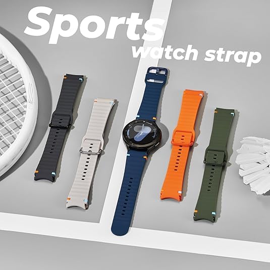 Image of Sport Band Compatible With Samsung Galaxy Watch 7 Band 40mm 44mm (2024), No Gap Soft Silicone Waterproof Strap with Decorative Woven Line for Galaxy Watch 6 5 4 40mm 44mm (Watch Not Included)