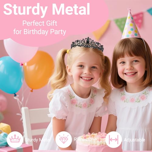Birthday Tiara and Crown with Sash, Birthday Tiara for Women Birthday Party (Black)