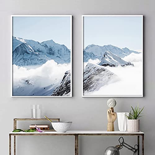 Impression paysage affiche de haute précision : l'art mural des sommets enneigés chez vous