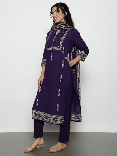 Image of Vbuyz Women'S Cotton Floral Print Straight Stitched Kurta Pant With Dupatta