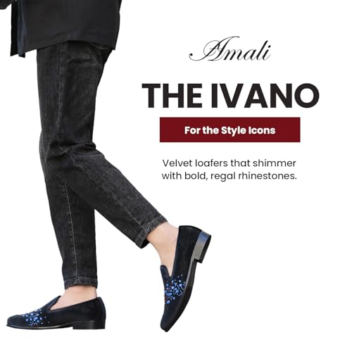 Image of Amali Men's Embellished Velvet Tuxedo Loafers, Smoking Slippers