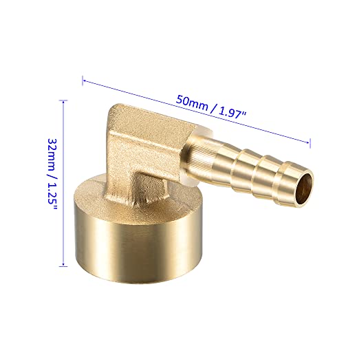 M METERXITY Brass Hose Barb Fittings - 90 Degree Elbow Brass 8mm Barb Connector Apply to Water Fuel (G1/2 Female Pipe) - Image 4