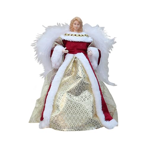 PLUSHCEWT Angelo per Albero di Natale, Angelo con Ali di Piume per Albero di Natale, Copricapo per Albero di Natale, Figurina per Albero di Natale, Decorazioni per Feste nel Paese delle Meraviglie.