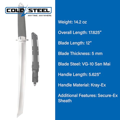 Image of COLD STEEL Magnum Tanto VG-10 San Mai Razor-Sharp Blade Kray-Ex Handle Military Tactical Fixed Blade Knife w /Secure-Ex Sheath