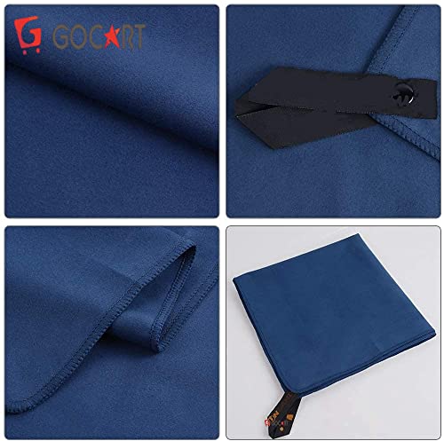 Image of GOCART WITH G LOGO Microfiber Quick Dry Towel for Home Gym Exercise and Outdoor Use (80 X 40 CM) (Neavy Blue, 2)