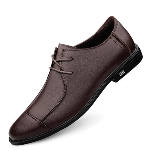 Men’s Low Heel Derby Oxfords Shoes for Men, Pointed Toe Lace-up Comfort Brogue Dress Shoes Casual Business Work
