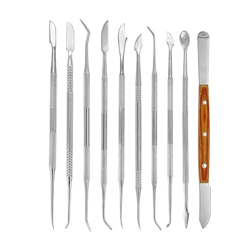 Image of 10 PCS Dental Wax Carving Tools Stainless Steel Waxing Modeling Kits | Wax Carvers Set Plaster Knife Metal Clay Sculpting Pottery Sculpture Tools Double Ended Tools