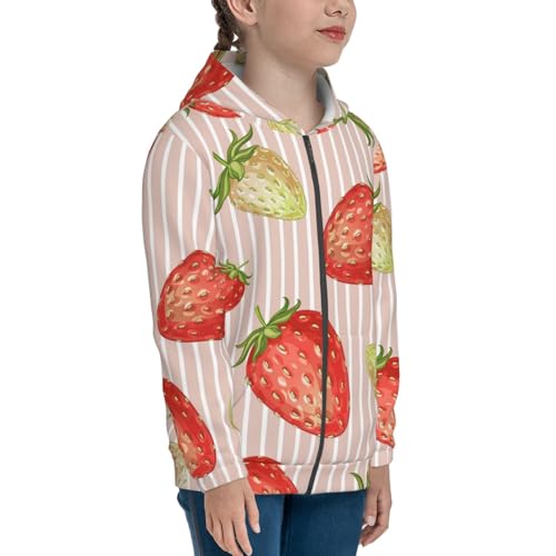 Strawberries Kid Hoodies Boys Zip Up Sweatshirts Girls Pullover with Pocket4