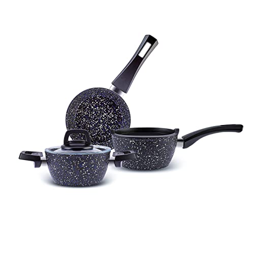 Karaca Bio Granite Blue Stone Mini 5 piezas Juego de sartenes Chapa de granito, Utensilios de cocina, Pan, Soportes de salsa recubierto de plástico, Funcionalidad, Máxima Salud Preparado