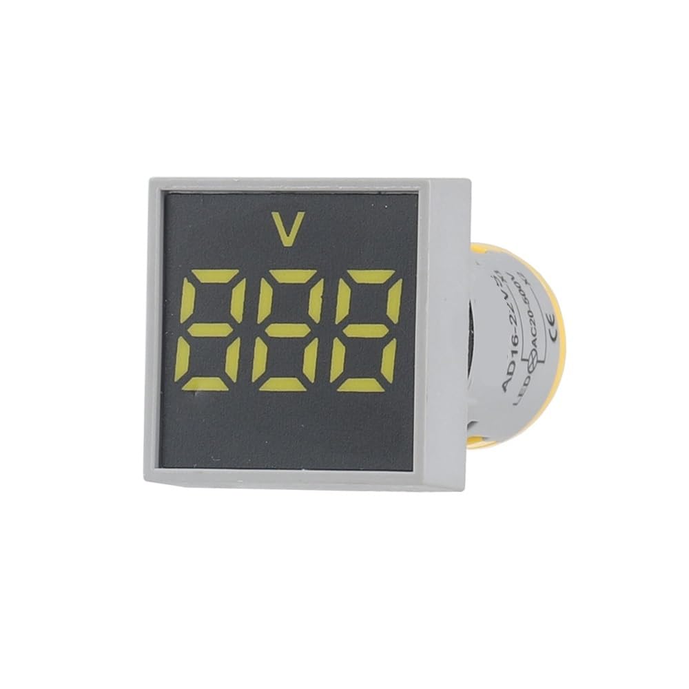 AUOQKQUT 1PC AD16-22VS Indicator Voltmeter 22MM AC 20-500V Square Panel LED YELLOW AC20-500V 48 * 48MM
