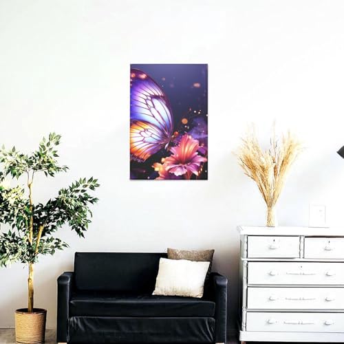 Impression sur toile papillon violet pour habiller un mur vide sans percer