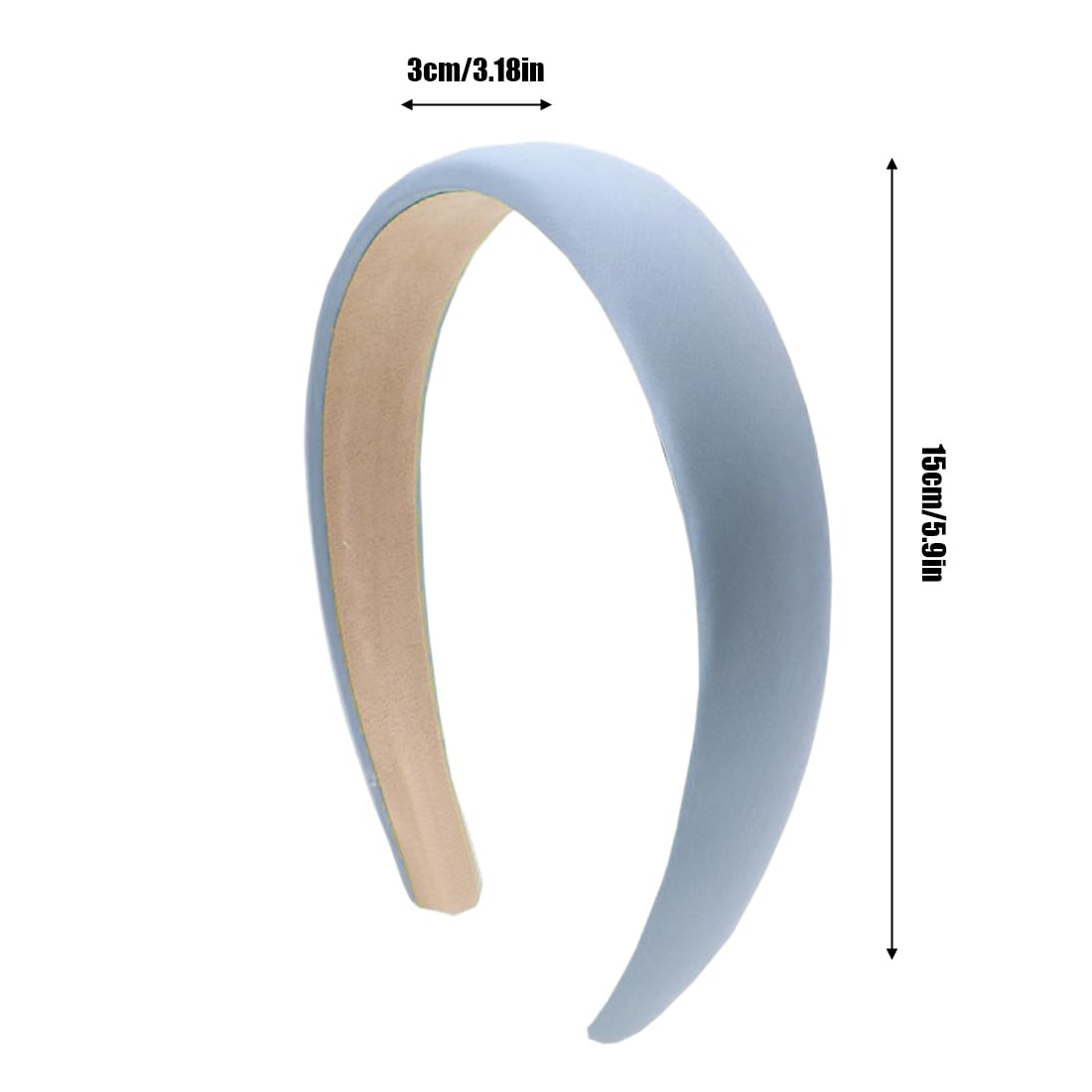 10 fascia per capelli in raso rivesto con fascia in plastica blu