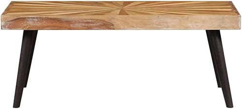 Miniatura 3 de vidaXL Mesa de centro en madera maciza de mango, mesa rectangular para sala de estar en madera dura resistente, diseño de grano de madera marrón