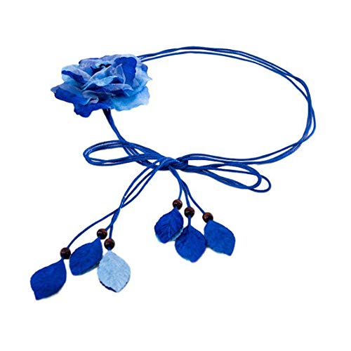 Women`s Bohemia Wedding Floral Artificial Flower Belt For Dress Sash With Braid Rope