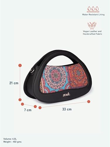 Image of ZOUK Nadia Sling Bag for Women - Stylish Crossbody with Cutout Top Handle | Handcrafted Shoulder Bag with Multiple Pockets & Water-Resistant Lining | Formal & Casual Use |