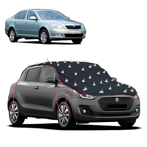 Image of Dog Protection Spike Car Cover for Skoda Laura Bonnet to Roof Easy Installation with 4 Elastic Hook Strap | Anti-Scratch Soft Cotton Inner | Complete Protection from Street Dogs & Monkeys