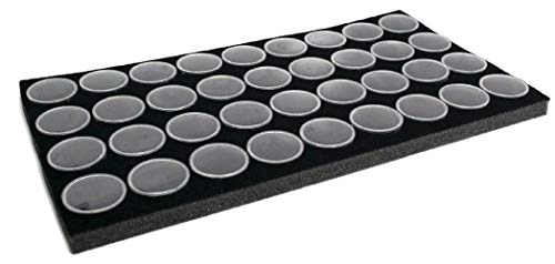 Novel Box 36 Count Gem, Mineral, Specimen Jar Display Foam Insert in Black (14.5X7.8X0.75") + Custom NB Pouch