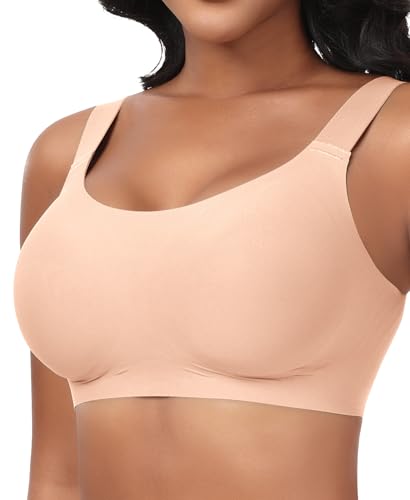 Ganado Seamless Wireless Bras for Women Full Coverage No Underwire Supportive Bras Padded T Shirt Bra Comfort Bralette