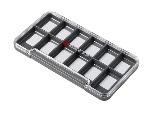 Greys Caja de Pesca Slim | Caja Flotante Impermeable | Almacenaje con Tapa Transparente | Diseño Slim para Chaqueta o Chaleco | Sello de Silicona | Cierre Magnético | 12 Compartimentos