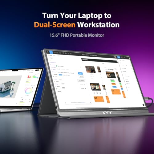 Image of KYY Portable Monitor 15.6 inch 1080P Computer Monitor Screen Extender w /Cover