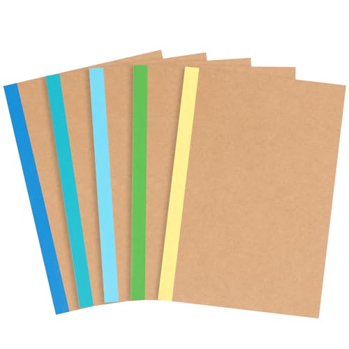 EOOUT Notebooks for Kids 5 Pack A5 Composition Notebook, Kraft Lined Journal Bulk with Blue Spine, 5 Colors, 60 Pages for Women Girls Boys, School Office Supplies