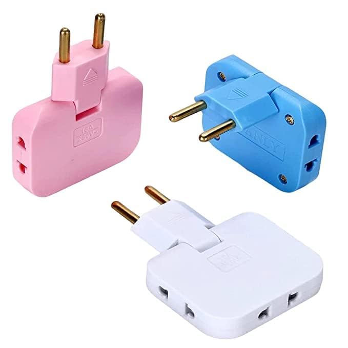 tradehub 3-Way Extension Plug Adapter, 180 Degree Rotatable, Multi-Colour Socket Converter-picture-7