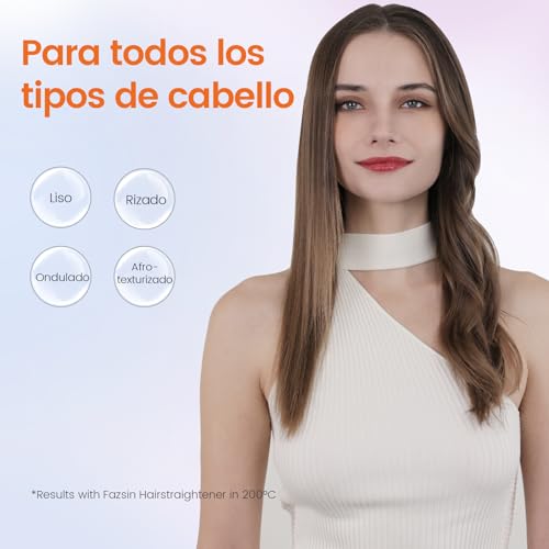 Miniatura 8 de Faszin Plancha De Pelo Con Placa De 42 Mm De Ancho, Plancha De Titanio Con Iones Negativos, Pantalla Led, Calentamiento Rápido De 30 S, Temperatura Ajustable De 11 Niveles 130-230 - Blanco