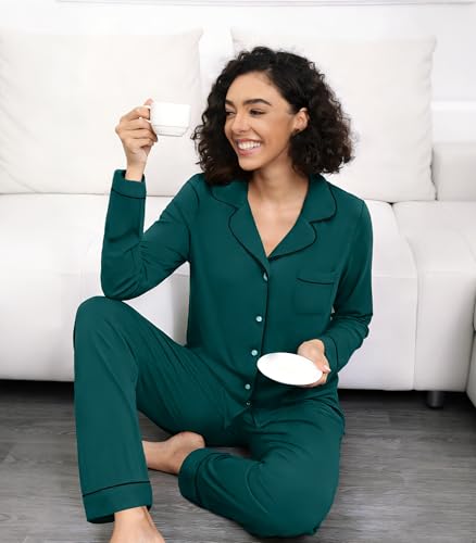 Image of WiWi Viscose from Bamboo Women's Pajamas Set Super Soft Button Down Top and Pants Sleepwear Cooling Pjs S-3X