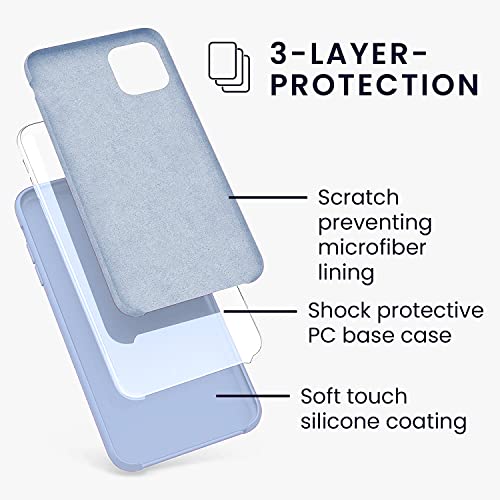 Image of VONZEE Liquid Silicone Soft Back Cover for iPhone 11 Case, Shockproof Slim Camera & Full Body Protection Non Yellowing Cover with Microfiber Lining & Logo Cut (6.1 Inch) -Sierra Blue