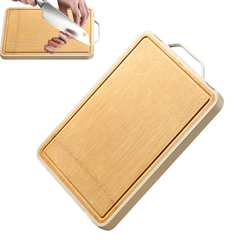 Tabla de cortar de madera de doble cara, tabla de cortar alimentos de acero inoxidable para el hogar para hornear carne