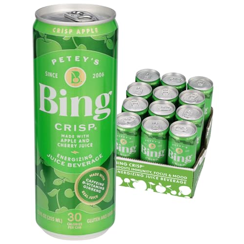 BING CRISP Energizing Juice Beverage – Apple & Cherry (12oz/12pk)...