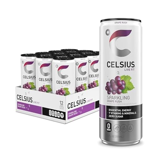 CELSIUS Sparkling Grape Rush, Sugar Free Energy Drink, 12 Fl Oz (Pack of 12)