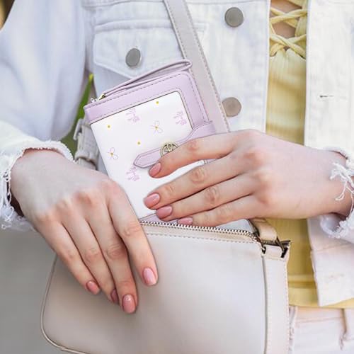 Image of Farcauo Womens Wallet Cute Small Wallets for Women Purple Coquette Bow Women's Wallet Kawaii Card Wallets for Women Ladies Bow Stuff