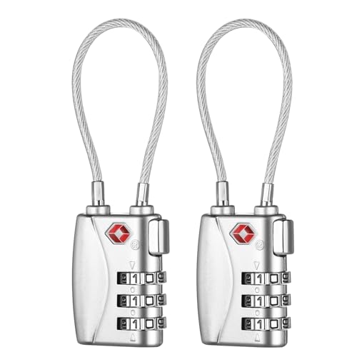 ZHEGE Lucchetti per Valigie, Lucchetto Armadietto da Viaggio per Cavi, lucchetto con combinazione 3 Cifre, Lucchetto Valigia Aereo per Bagagli, Zaini (Argento, 2 Pezzi)