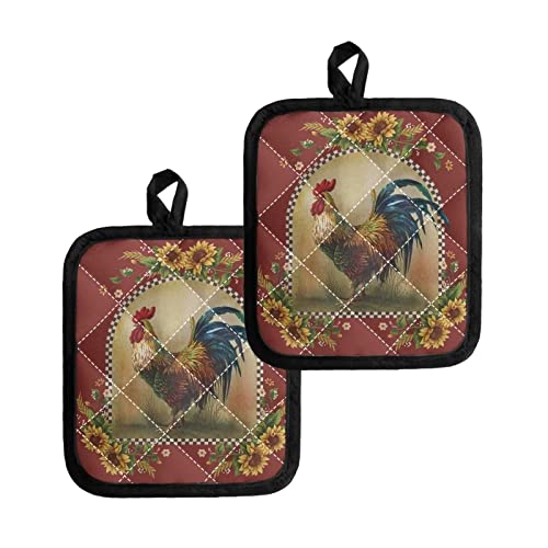 Belidome Pot Holders Chicken Theme Vintage Rooster Print Insulated Rug Hot Pads For Kitchen Home Decor Accessories #TOP20
