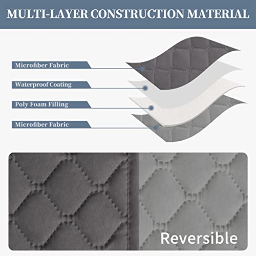 Issuntex Double Protection 100% Waterproof Loveseat Sofa Covers For Living Room, Couch Covers For 2 Cushion Couch Sofa, Reversible Furniture Protector Sofa Cover For Dogs (Loveseat, Gray/Light Gray) #TOP3